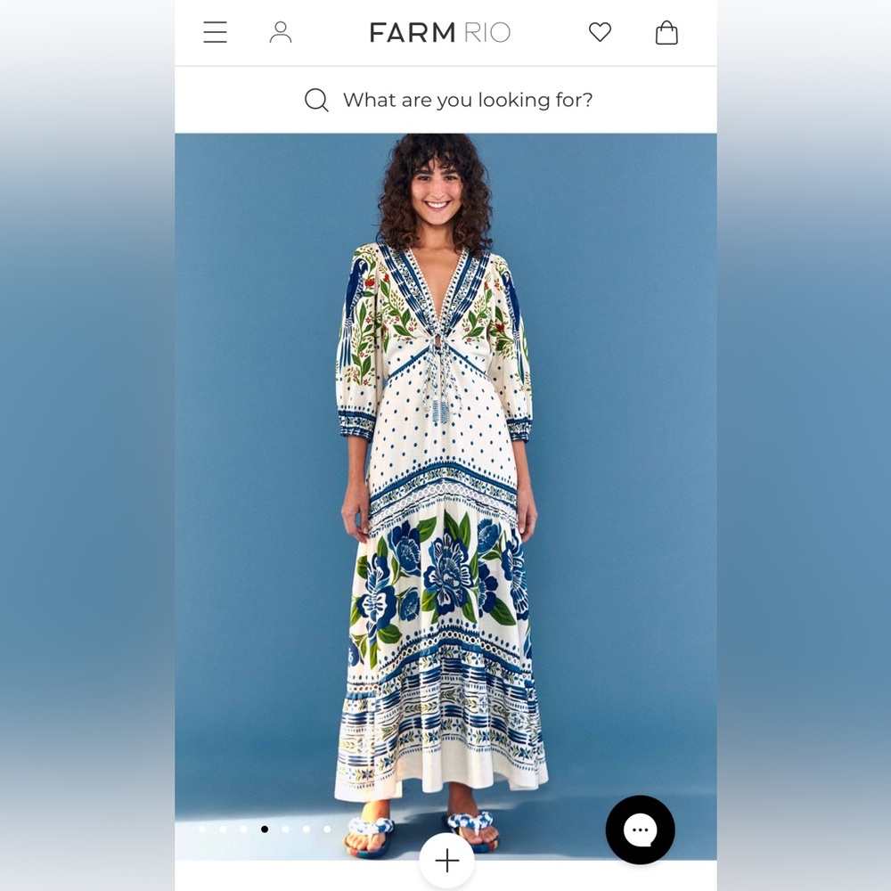 Farm Rio tropical blue floral dress